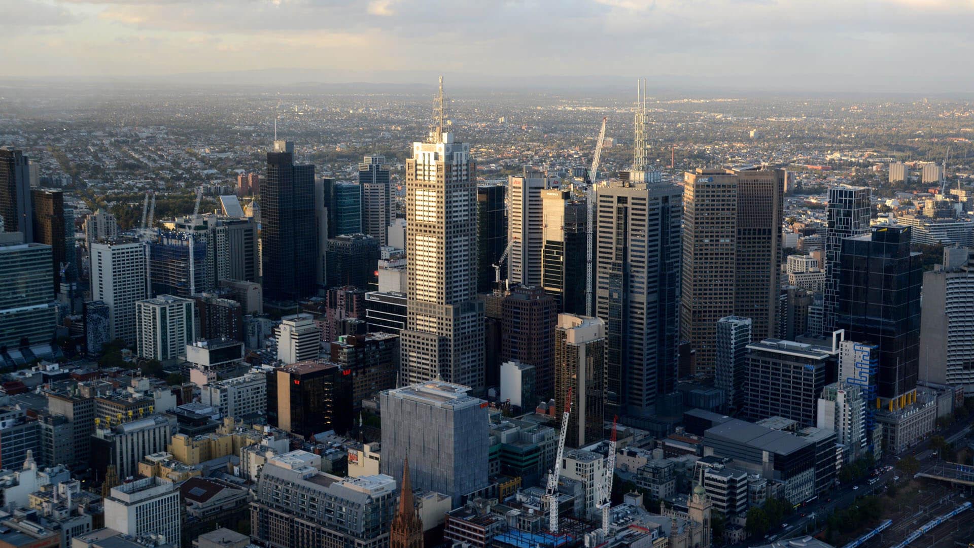 The skyline of the city of Melbourne, Australia
