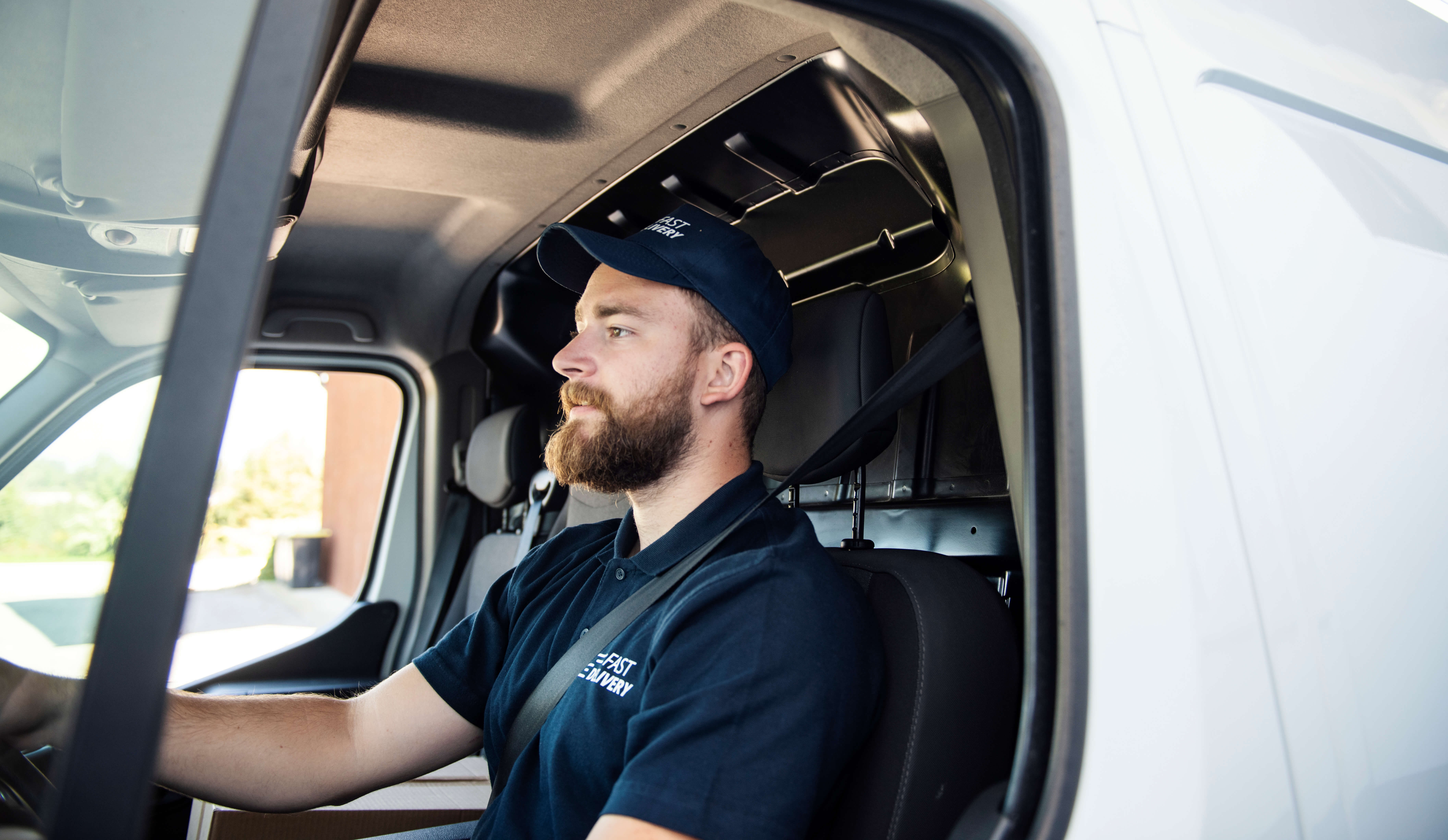 Delivery driver in company owned fleet vehicle